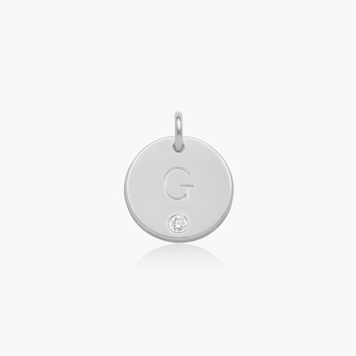 Willow Disc Initial Charm With Diamond - Sterling Silver product photo