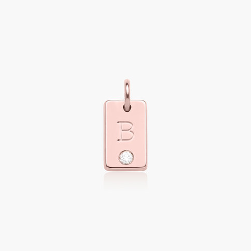 Willow Tag Initial Charm With Diamond - Rose Gold Plated product photo