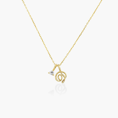 Nina Small Initial Music Note Necklace with Diamond- 14K Solid Gold product photo