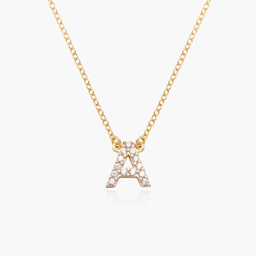 Zoe 14K Gold Initial Necklace with Zirconia product photo