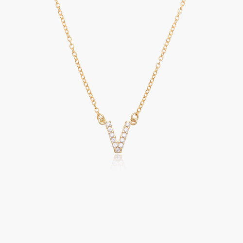 Zoe Initial Necklace with Diamonds- 14K Solid Gold product photo