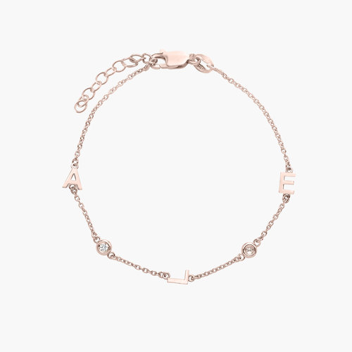 Inez Initial Bracelet with Diamond - Rose Gold Plated product photo