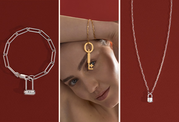Love Lock jewelry with engraved initials