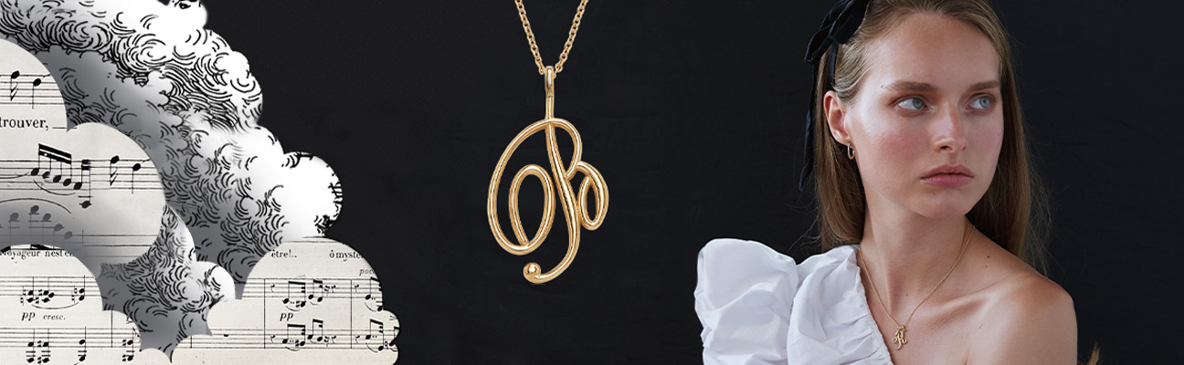 Girl with golden music note necklace