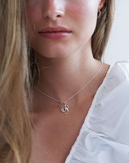 Mini Initial Music Necklace in Sterling Silver
